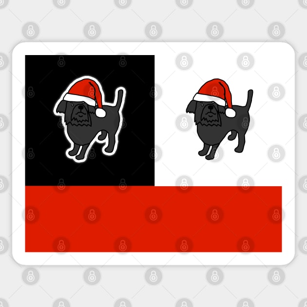 Santa Christmas Dogs on Red White and Black Sticker by ellenhenryart